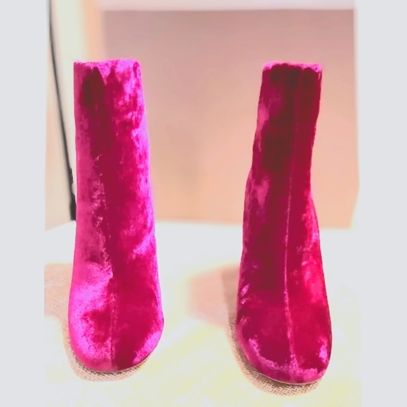 JOIE Saleema Velvet Block Heel Ankle Booties – Pink – Size EUR 37 / US 6.5 NWOB - Picture 5 of 8